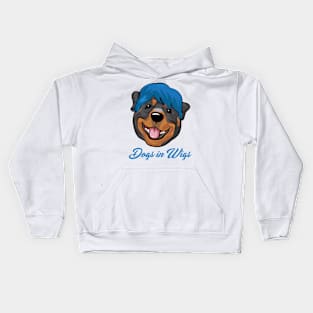 Dogs in Wigs - Funny Rottweiler Dog Kids Hoodie